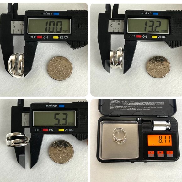 Sterling Silver 925 Asymmetric Criss Cross Lines Saturn Band Ring Sz 7 - Picture 14 of 16